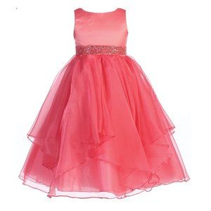 Little Girls Toddler Sleeveless Satin Spring Wedding Summer Flower Girl Dress